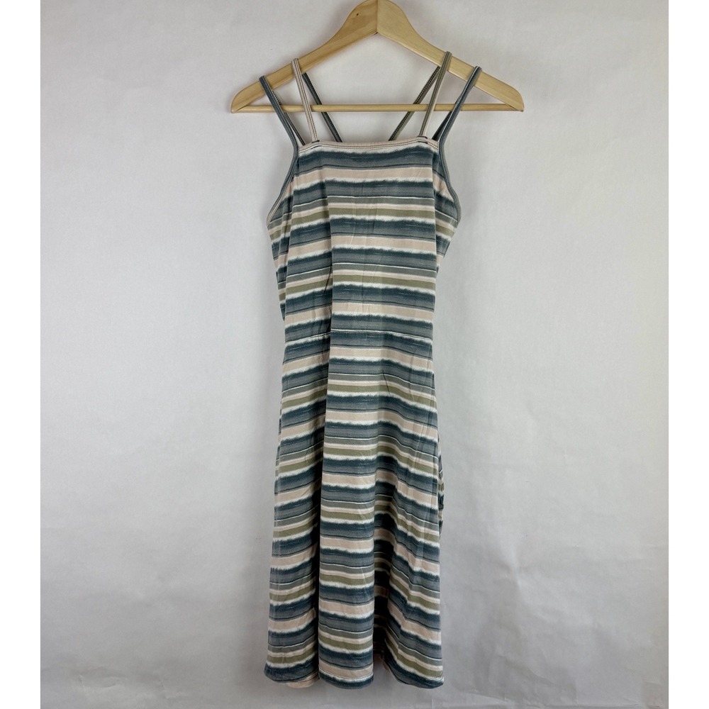 Pact Fit & Flare Midi Dress Large Stripe Organic Cotton Stretch Boho Sleeveless